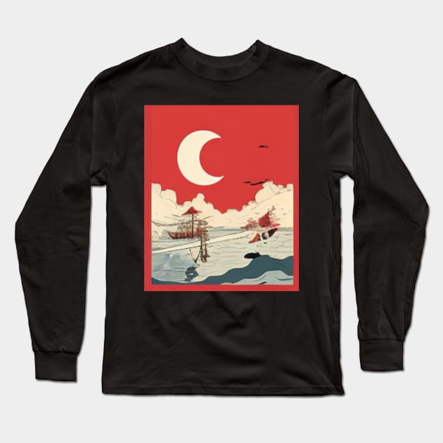 JAPANESE WOODBLOCK PRINT Long Sleeve T-Shirt by SHAKIR GAUTAMA 